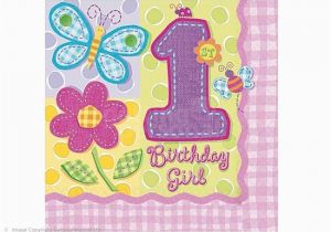 Hugs and Stitches 1st Birthday Girl 1st Birthday Girl Hugs and Stitches Set Of 16 Napkins