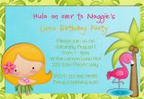 Hula Birthday Party Invitations Hula Girl Birthday Party Invitation Luau Tropical Hawaiian