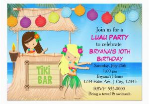 Hula Birthday Party Invitations Hula Girls Beach Tiki Birthday Party Invitation Zazzle