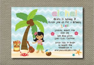 Hula Birthday Party Invitations Luau Hula Birthday Party Invitation Tropical Beach Printable