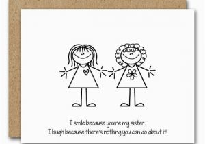 Humorous Birthday Cards for Sister Printable Sister Birthday Card Instant Download Funny Sister