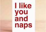 I Like You Birthday Card Funny Valentine Card I Like You and Naps