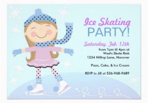 Ice Skating Birthday Card Ice Skating Party Invitations with Girl Skating Zazzle