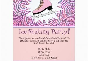 Ice Skating Birthday Card Pink Personalized Ice Skating Party Invitation Card