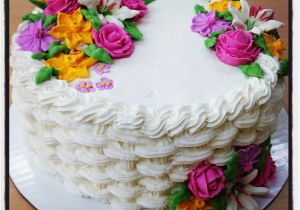 Icing Decorations for Birthday Cakes buttercream Basket Weave Cake with Royal Icing Flowers