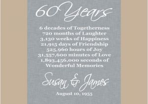Ideas for 60th Birthday Gift for Husband 60th Anniversary Gift Diamond Anniversary Personalized