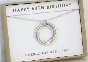 Ideas for 60th Birthday Presents for Him 60th Birthday Silver Necklace 6 Rings for 6 Decades In
