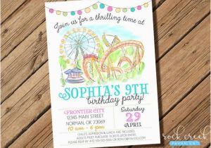 Ifly Birthday Invitations Amusement Park Invitation Amusement Park Party theme Park