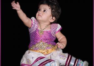 Indian Baby Girl Birthday Dresses Indian Cute Girl Baby First Birthday Jewellery and Dress