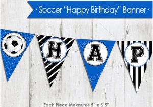 Instant Download Happy Birthday Banner Blue soccer Happy Birthday Banner Instant Download