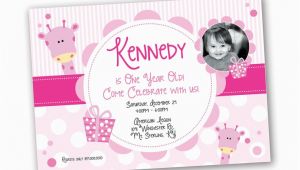 Invitation Card for 1 Year Old Birthday Girl 1 Year Old Girl Birthday Invitation Giraffe theme Design