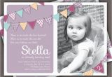 Invitation Card for 1 Year Old Birthday Girl Bunting Invitation Photo Printable Invite 1 Year Old 2 Year