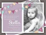 Invitation Card for 1 Year Old Birthday Girl Bunting Invitation Photo Printable Invite 1 Year Old 2 Year