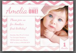 Invitation Card for 1 Year Old Birthday Girl Free One Year Old Birthday Invitations Template Free