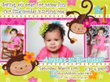 Invitation Card for 1 Year Old Birthday Girl Monkey Love Birthday Photo Invite 1 Year Old 2 Years Old