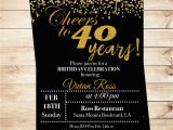 Invitation Cards for 40th Birthday Party Cheers to 40 Years Birthday Printable Invitation 40th