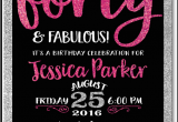 Invitation Cards for 40th Birthday Party Pink Black forty and Fabulous 40th Birthday Invitations