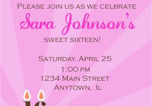 Invitation Cards for Sweet 16 Birthday Birthday Party Sweet 16 Birthday Invitations Templates