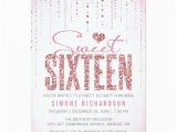 Invitation Cards for Sweet 16 Birthday Glitter Look Sweet 16 Sixteen Party Invitation Card