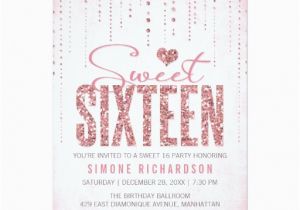 Invitation Cards for Sweet 16 Birthday Glitter Look Sweet 16 Sixteen Party Invitation Card