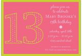 Invitation for 13th Birthday Girl 13th Birthday Girl Dots Invitations Paperstyle