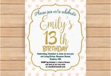 Invitation for 13th Birthday Girl 13th Birthday Invitation Girl Pink Gold Birthday Invitations