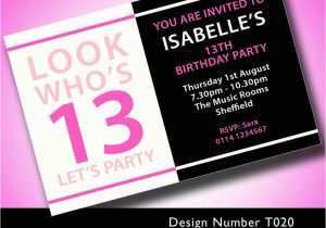 Invitation for 13th Birthday Girl Personalised Boys Girls Teenager 13th Birthday Party