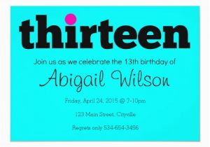 Invitation for 13th Birthday Girl Thirteen 13th Birthday Party Invitation Zazzle Com