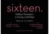 Invitation for 16th Birthday Party Sixteen Pink On Black 16th Birthday Invitations Paperstyle