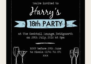 Invitation for 18th Birthday Party 18th Birthday Invitations Boys Chalkboard