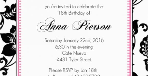 Invitation for 18th Birthday Party 18th Birthday Party Invitation Adult Birthday Invitations