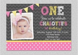 Invitation for 1st Birthday Of Baby Girl Baby Girl 1st Birthday Invitations Drevio Invitations Design