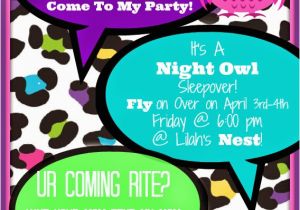 Invitation to A Birthday Party Text Bolling with 5 Quot Night Owl Quot Party Invitations