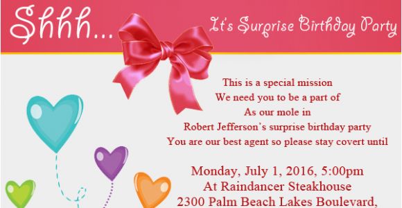 Invitation Verbiage for Birthday Party Surprise Birthday Party Invitation Wording Wordings and