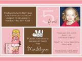 Invitation Wording for 5th Birthday Girl 5th Birthday Invitation Wording Ideas Bagvania Free