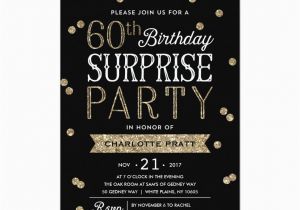 Invitation Wording for 60th Birthday Surprise Party 60th Glitter Confetti Surprise Party Invitation Birthday