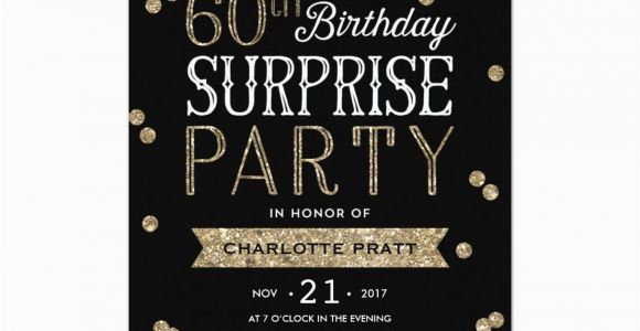 Invitation Wording for 60th Birthday Surprise Party 60th Glitter Confetti Surprise Party Invitation Birthday