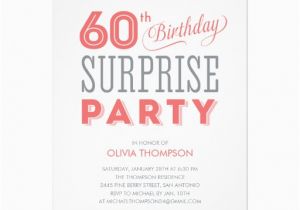 Invitation Wording for 60th Birthday Surprise Party 60th Surprise Birthday Invitations Zazzle