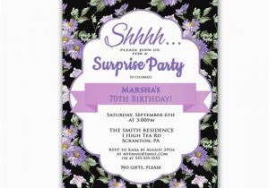 Invitation Wording for 70th Birthday Surprise Party Surprise Invitation Purple 70th Birthday Party by
