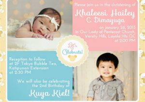 Invitation Wording for Baptism and Birthday Baptism Invitation First Birthday and Baptism