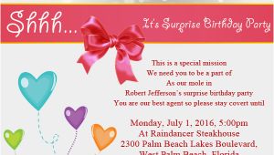 Invitation Words for Birthday Party Surprise Birthday Party Invitation Wording Wordings and