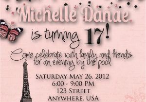 Invitations for 15 Birthday Party Paris theme Birthday Party Invitation by Decidedlydigital