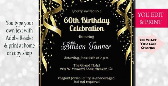 Invitations for 60 Birthday Party 60th Birthday Invitation 60th Birthday Party Invitation 60th