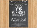 Invitations for 70th Birthday Surprise Party Surprise 70th Birthday Invitation Chalkboard Surprise