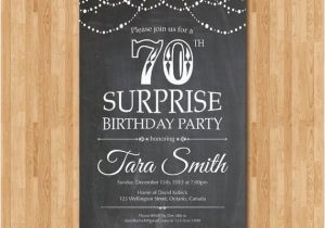 Invitations for 70th Birthday Surprise Party Surprise 70th Birthday Invitation Chalkboard Surprise