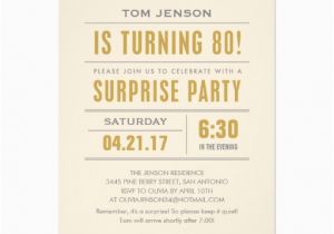 Invitations for 80th Birthday Surprise Party Big Type 80th Surprise Birthday Party Invitations 5 Quot X 7