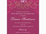 Invitations for 90th Birthday Party 90th Birthday Fleur Plum Invitations Paperstyle