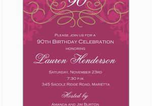 Invitations for 90th Birthday Party 90th Birthday Fleur Plum Invitations Paperstyle
