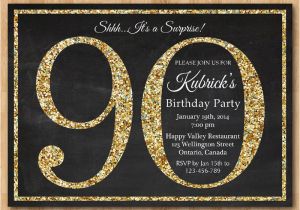 Invitations for 90th Birthday Party 90th Birthday Invitation Gold Glitter Birthday Party Invite
