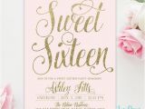 Invitations for A Sweet 16 Birthday Party Blush Pink Gold Glitter Girl Sweet Sixteen 16th Birthday